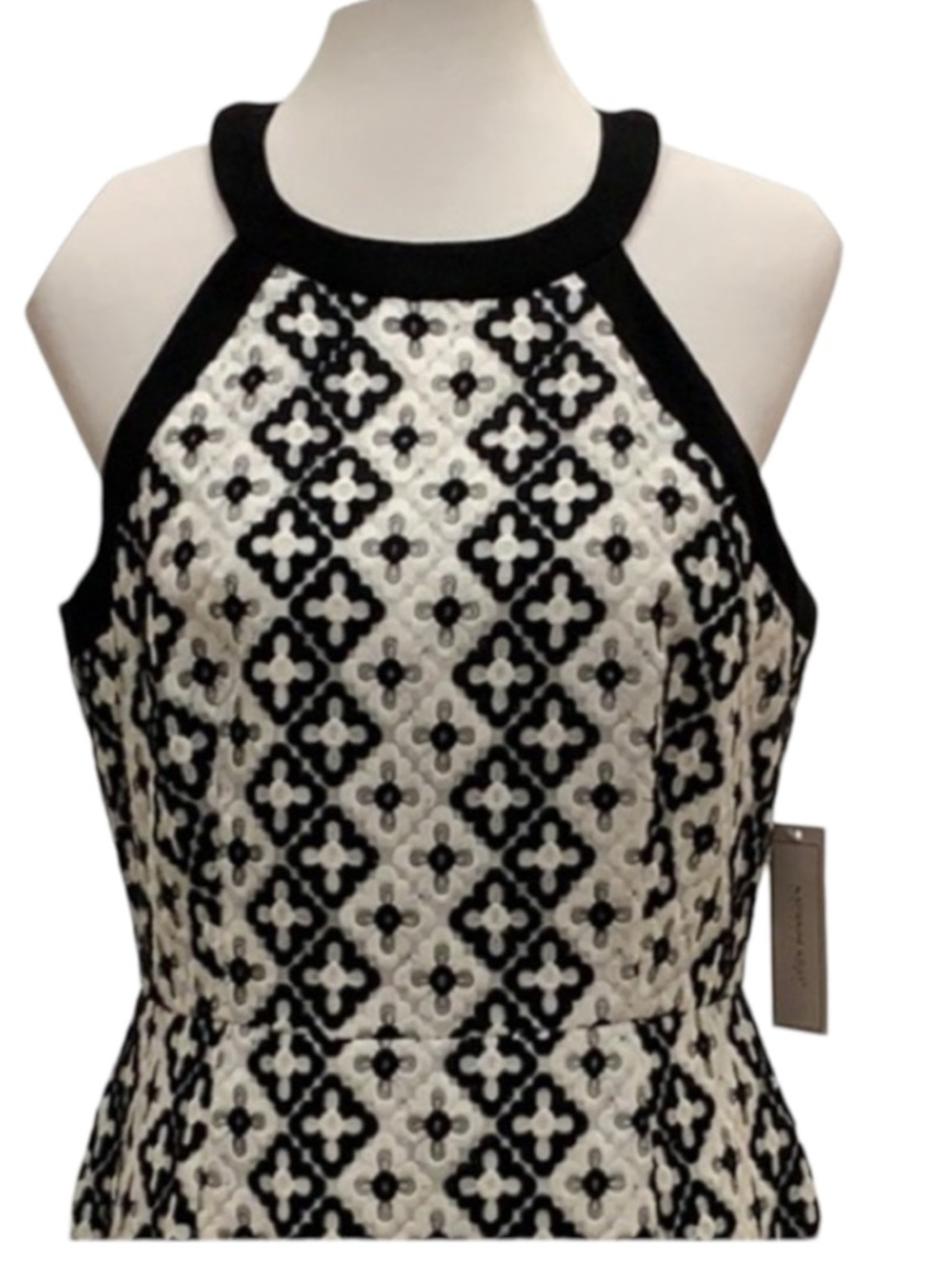 Katherine Kelly Sasha Dress NWT Black White Floral Sheath Cocktail Dress 10 - Picture 4 of 14